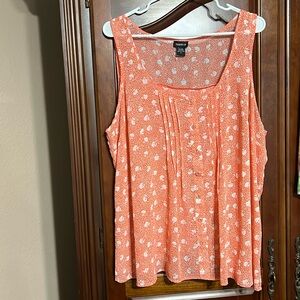 TORRID lightweight flowy orange  & white sleeveless top Size 2